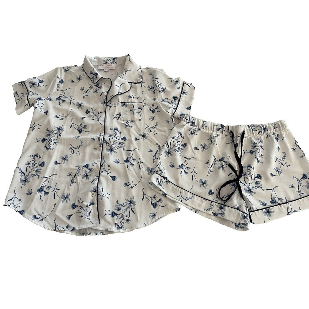 Birdy Grey Jonny Blue Floral PJ Pajama Set SS Top + Shorts Blue White Medium